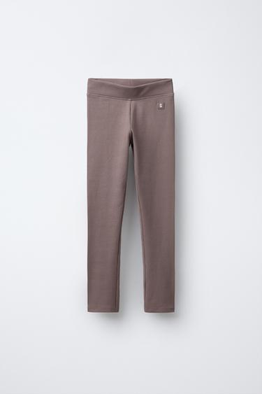 RIBBED LEGGINGS WITH LABEL - Pink by Zara