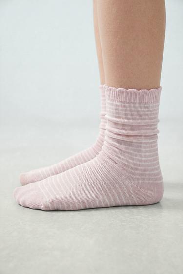 5-PACK OF LONG POLKA DOT AND STRIPED SOCKS - camel by Zara
