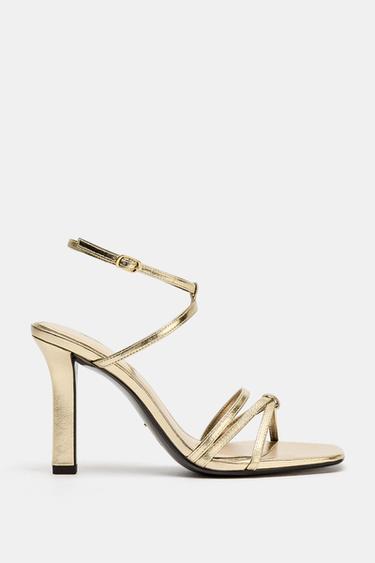 METALLIC EFFECT HEELED SANDALS - Gold by Zara