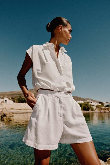 BALLOON CROPPED SHIRT - White by Zara