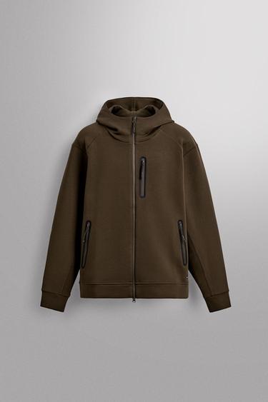 TECHNICAL HOODIE WITH ZIP - Brown by Zara