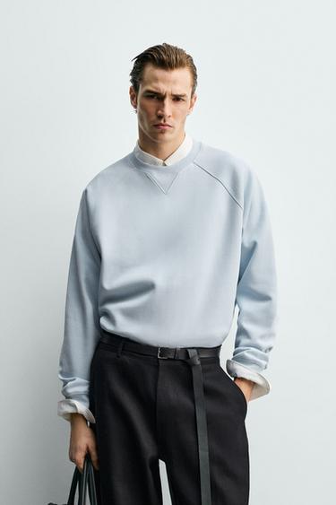WASHED PIQUÉ TEXTURED SWEATSHIRT - Sky blue by Zara