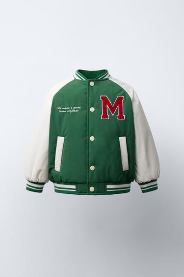 EMBROIDERED VARSITY BOMBER JACKET - Green by Zara