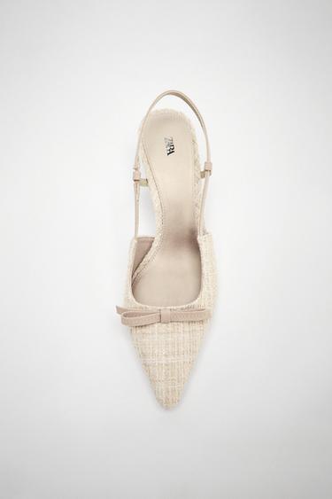 FABRIC BOW HEELS - Ecru White by Zara