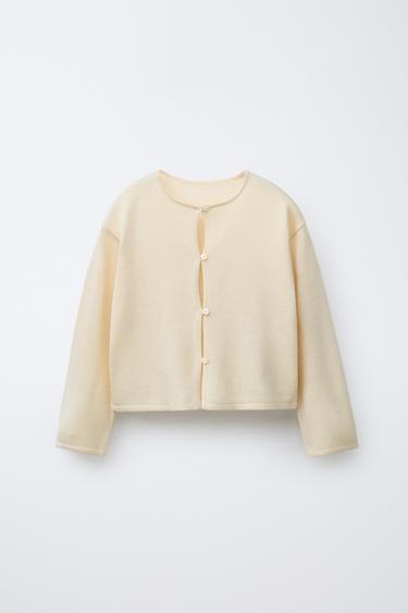 FLOWY KNIT CARDIGAN WITH SILK - Vanilla by Zara