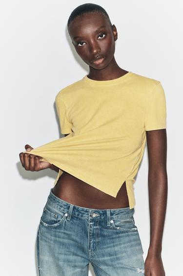 RUSTIC SHORT SLEEVE T-SHIRT - Yellow by Zara