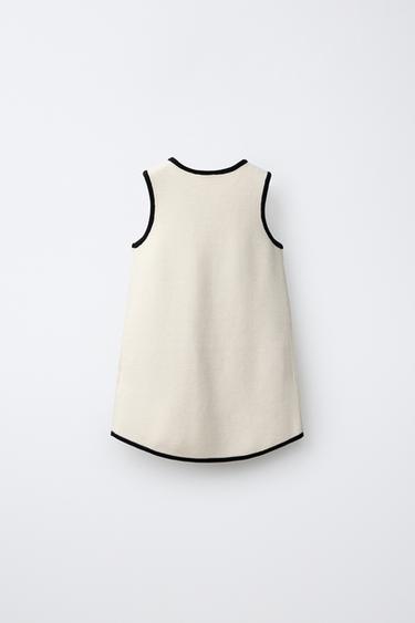 CONTRAST BOW KNIT DRESS - Ecru / Black by Zara