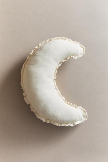 CHILDREN'S LINEN MOON CUSHION - Ecru by Zara