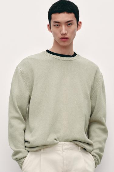 TEXTURED COTTON SWEATER - Sea green by Zara
