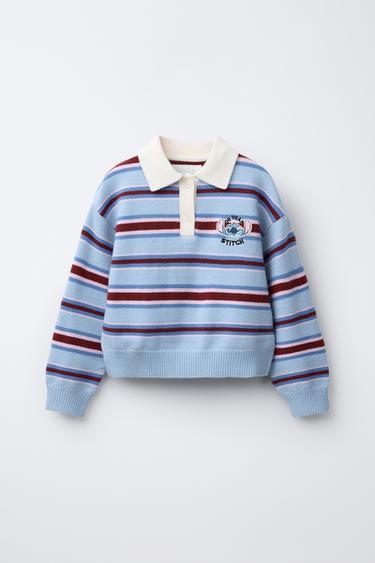 LILO & STITCH © DISNEY STRIPED POLO SWEATER - Light blue by Zara