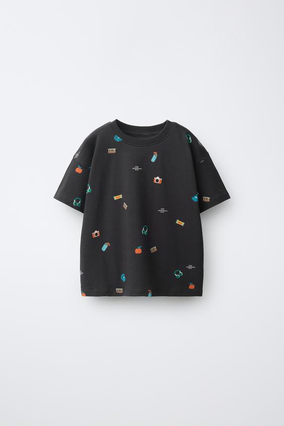 PRINTED T-SHIRT - Anthracite grey by Zara - Image 0