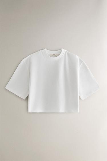 SHORT SLEEVE COTTON T-SHIRT - White by Zara