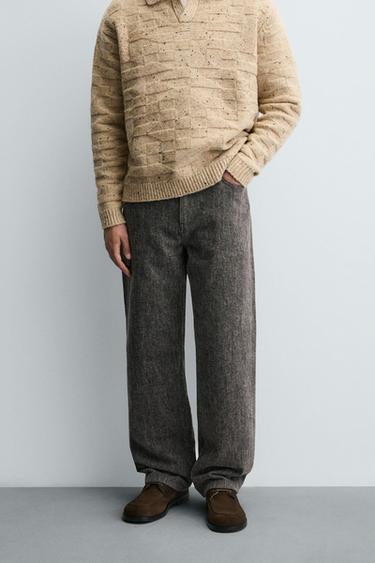 BRUSHED STRAIGHT-LEG JEANS - Grey by Zara
