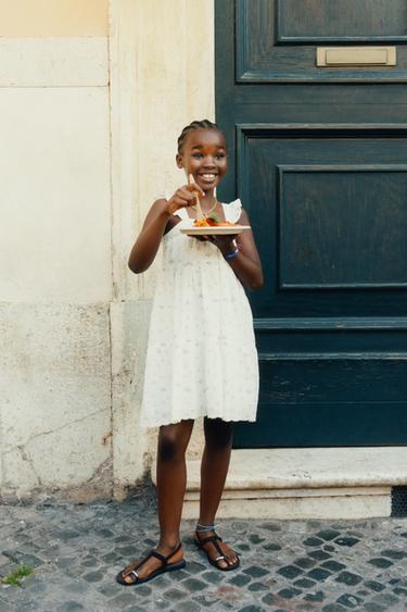 SCHIFFLI EMBROIDERY DRESS WITH LACE TRIM - Ecru by Zara