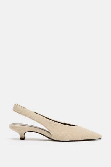 SHEARLING EFFECT SLINGBACK SHOES - Ecru White by Zara
