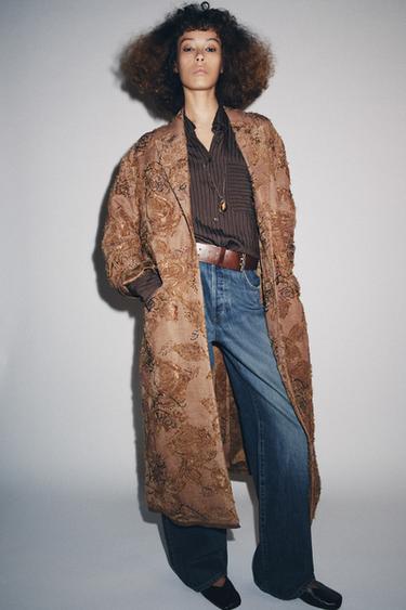 EMBROIDERED LONG COAT ZW COLLECTION LIMITED EDITION - Light pink by Zara