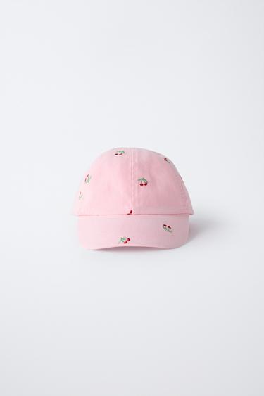 WASHED-EFFECT CAP WITH CHERRY EMBROIDERY - Pink by Zara - Image 0