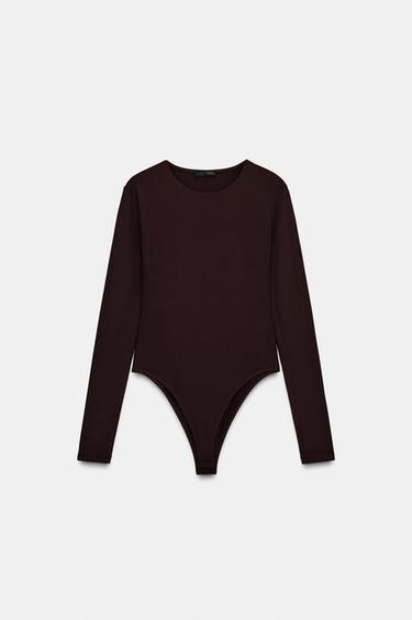 BASIC POLYAMIDE BODYSUIT - Dark brown by Zara