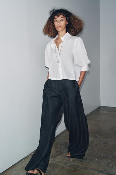 ZW COLLECTION BALLOON SLEEVE POPLIN SHIRT - White by Zara