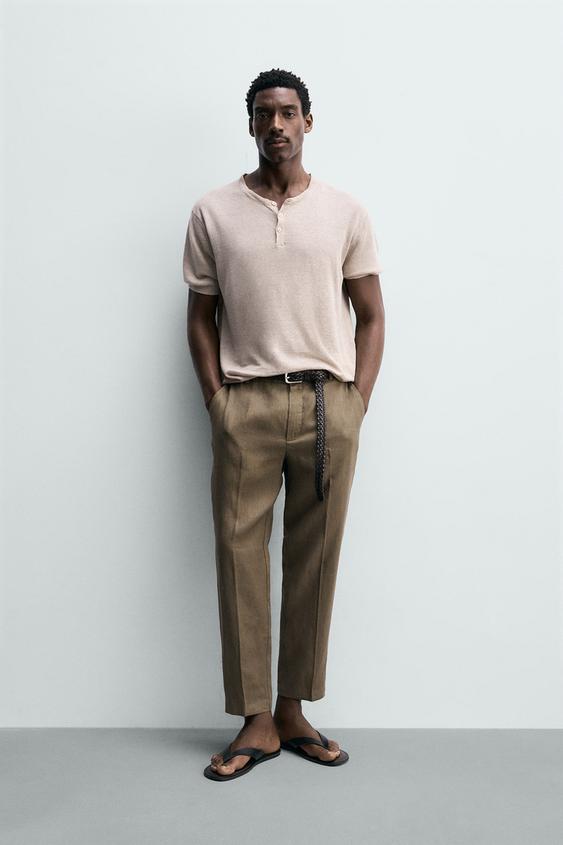 REGULAR FIT 100% LINEN TROUSERS - Mink by Zara - Image 0
