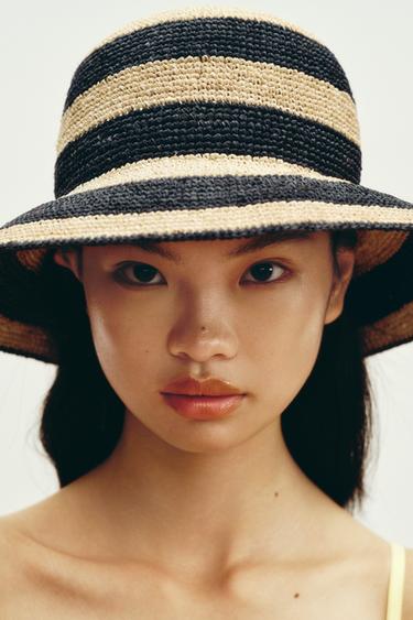 STRIPED BUCKET HAT - Ecru / Black by Zara - Image 0