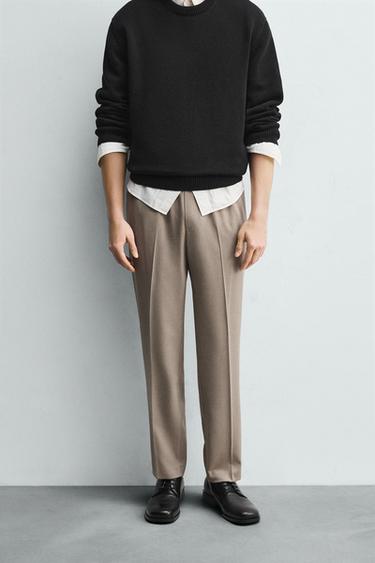 COMFORT FIT JOGGER WAIST TROUSERS - Tan marl by Zara