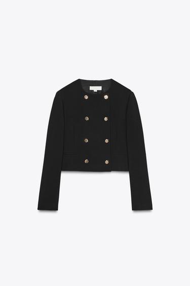 SHORT DOUBLE-BREASTED BLAZER - Black by Zara