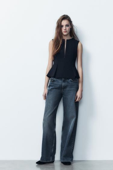 PEPLUM DART TOP - Navy blue by Zara - Image 0