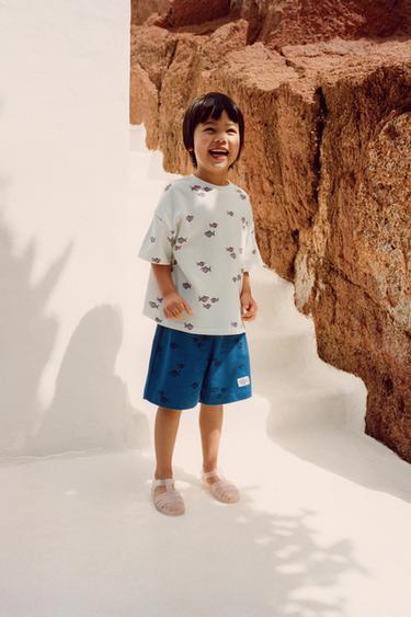 FISH PRINT BERMUDA SHORTS - Blue by Zara