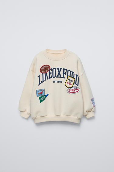 PATCH SWEATSHIRT - Ecru / Marl by Zara - Image 0