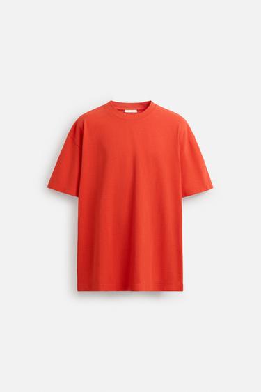 HEAVYWEIGHT REGULAR FIT T-SHIRT - Bright orange by Zara