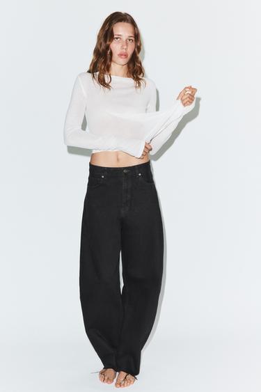 TRF HIGH-WAIST BARREL JEANS - Black by Zara