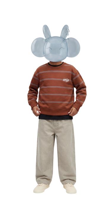 STRIPED SWEATSHIRT WITH SLOGAN - striped by Zara