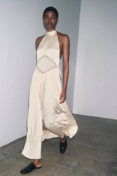 EMBROIDERED MIDI DRESS - Mid-ecru by Zara