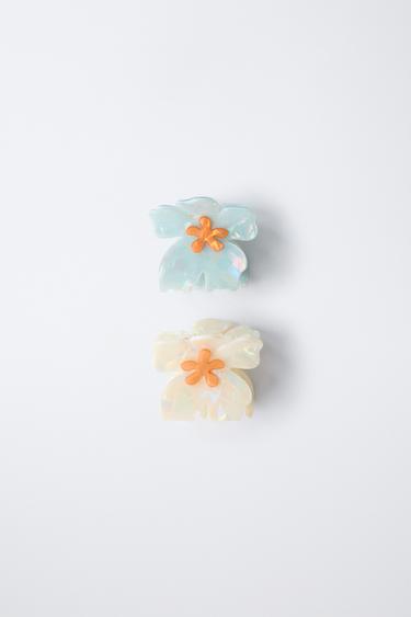 PACK OF TWO FLOWER HAIR CLIPS - Ecru by Zara - Image 0