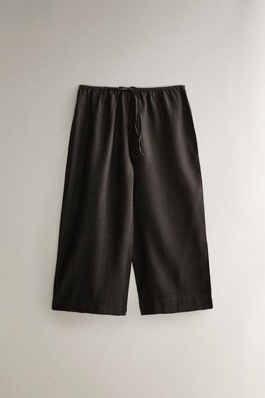 LINEN TROUSERS WITH WIDE TURN-UP HEMS - Dark grey by Zara - Image 0