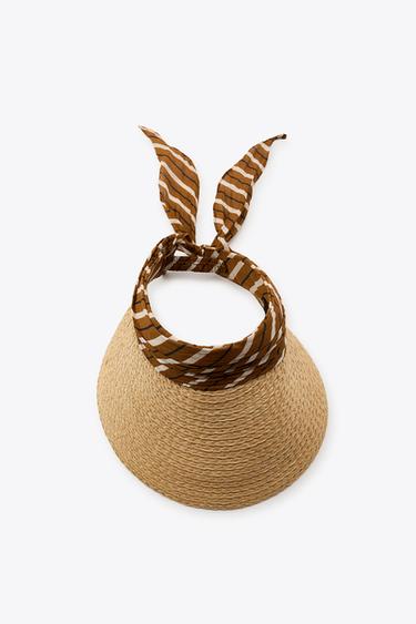 ANIMAL PRINT SCARF VISOR - camel by Zara