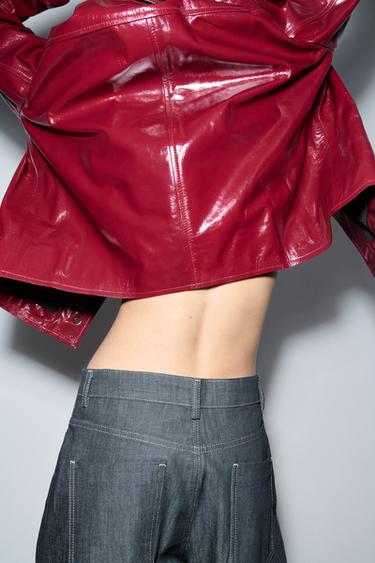 100% LEATHER JACKET ZW COLLECTION LIMITED EDITION - Bright red by Zara