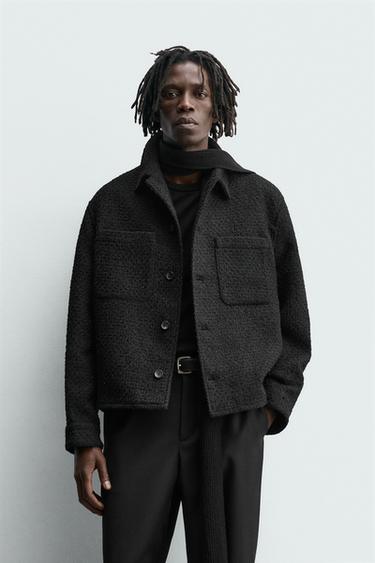TEXTURED OVERSHIRT WITH POCKETS - Black by Zara