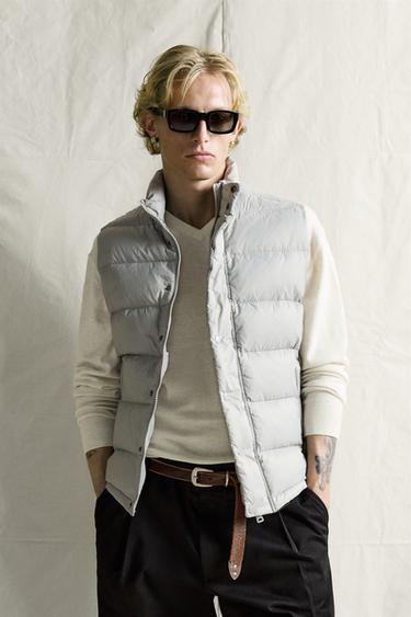WATER-REPELLENT 80% DOWN AND 20% FEATHER GILET - Light grey by Zara