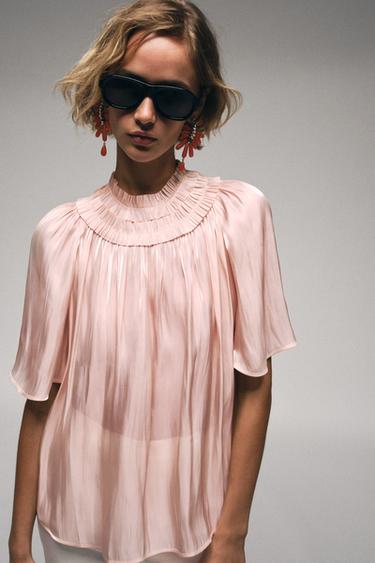 SHIMMER EFFECT BLOUSE - Pastel pink by Zara