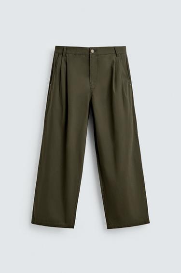 WIDE-LEG CHINO TROUSERS - Khaki by Zara