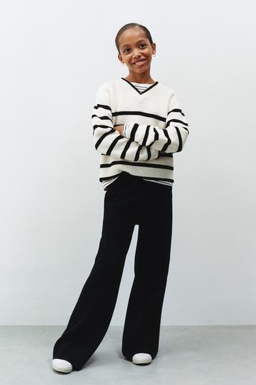 WIDE-LEG KNIT TROUSERS - Black by Zara