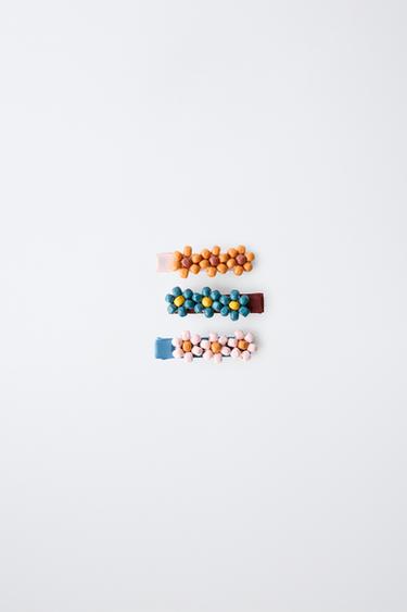 3-PACK OF FLORAL HAIR CLIPS - Multicoloured by Zara