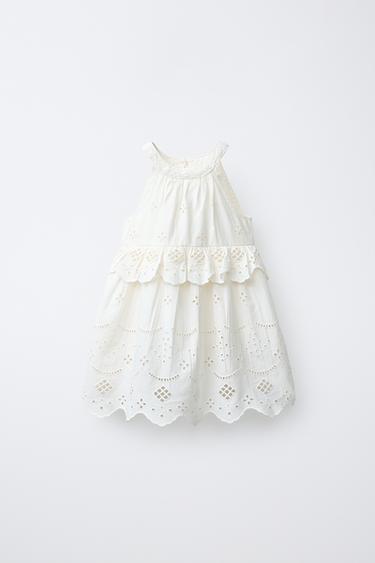 HALTERNECK EMBROIDERED DRESS - Ecru by Zara