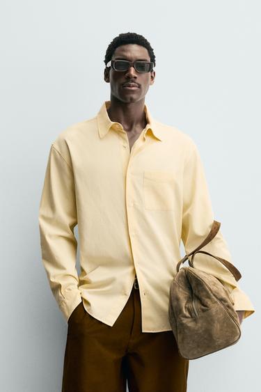 FLOWING SHIRT WITH POCKET - Ecru/Yellow by Zara