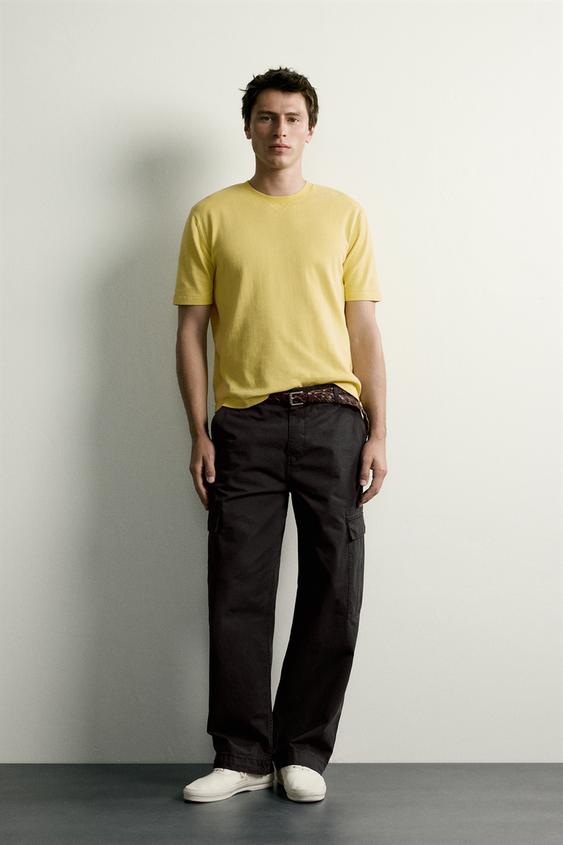 REGULAR FIT KNIT T-SHIRT - Light yellow by Zara - Image 0