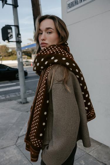 SPOTTED PRINTED SCARF - Brown by Zara - Image 0
