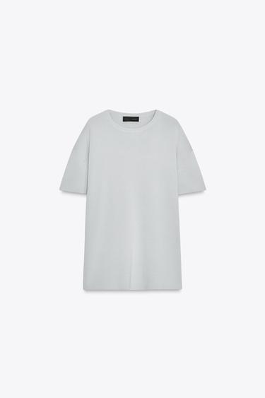 OVERSIZED KNIT SHORT SLEEVE JUMPER - Pearl grey by Zara