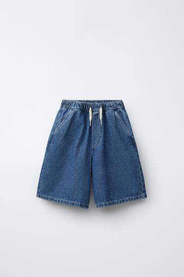 LOOSE-FITTING DENIM BERMUDA SHORTS - Mid-blue by Zara